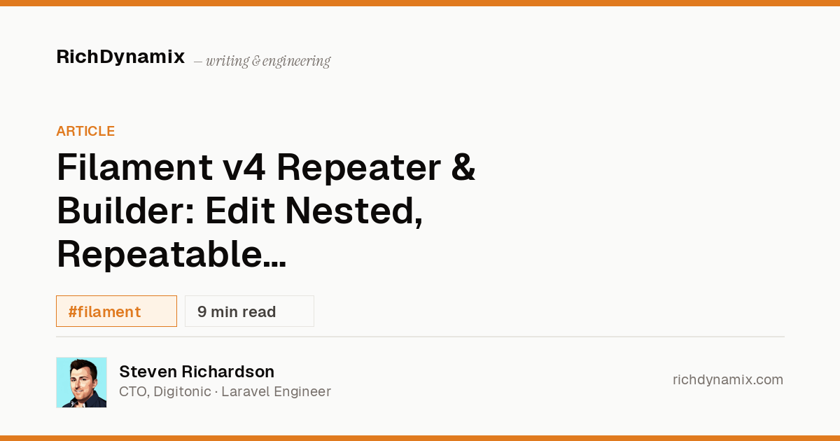 Filament Repeater Field & Builder for Nested Form Data | RichDynamix