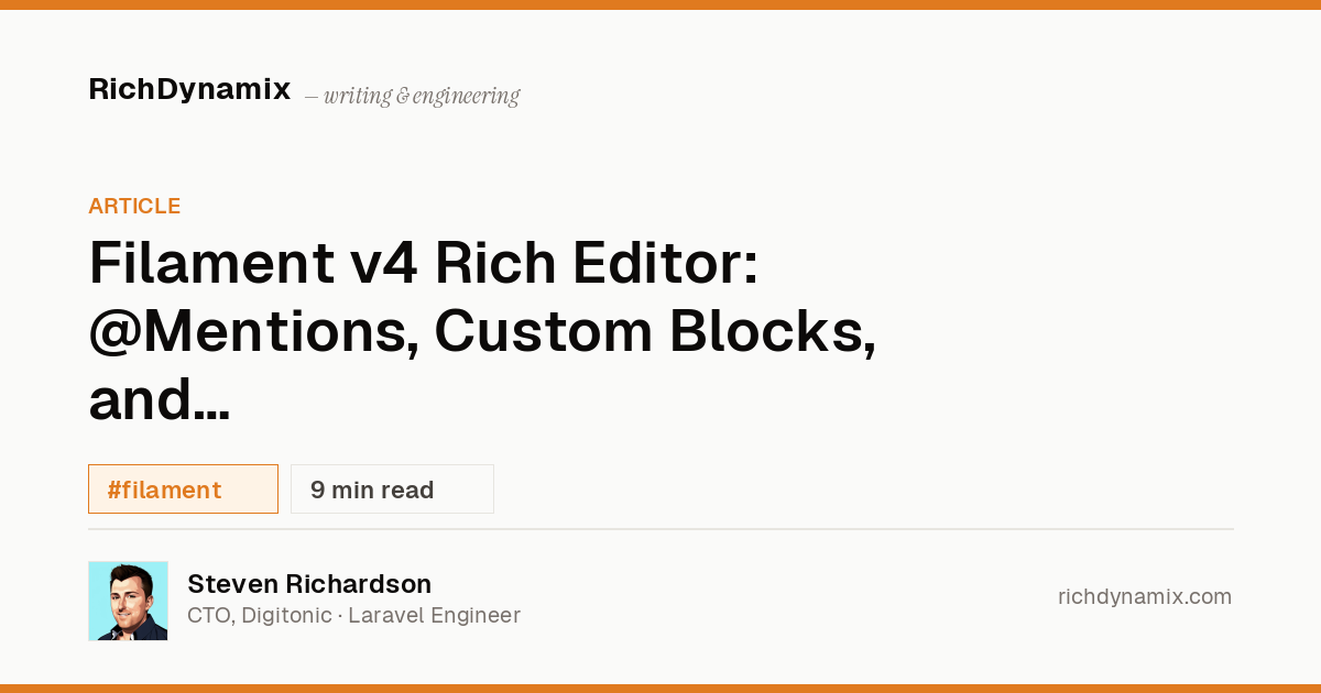 Filament v4 Rich Editor Mentions, Blocks & Merge Tags | RichDynamix