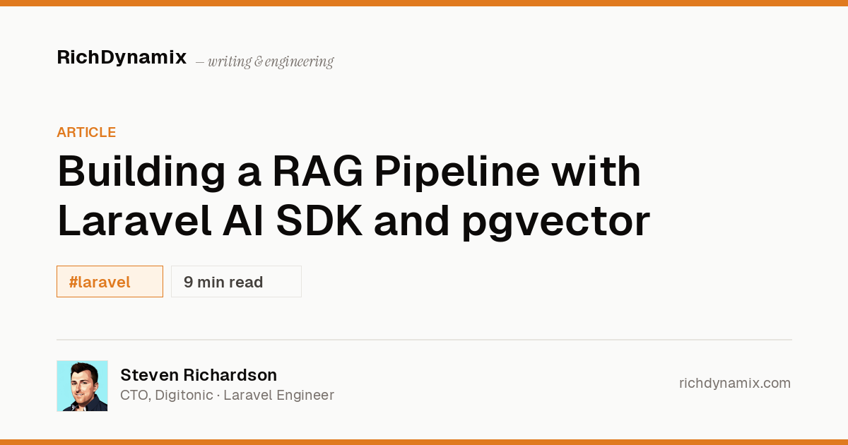 Pg Rag Laravel RAG Pipeline with pgvector: AI SDK Guide | RichDynamix