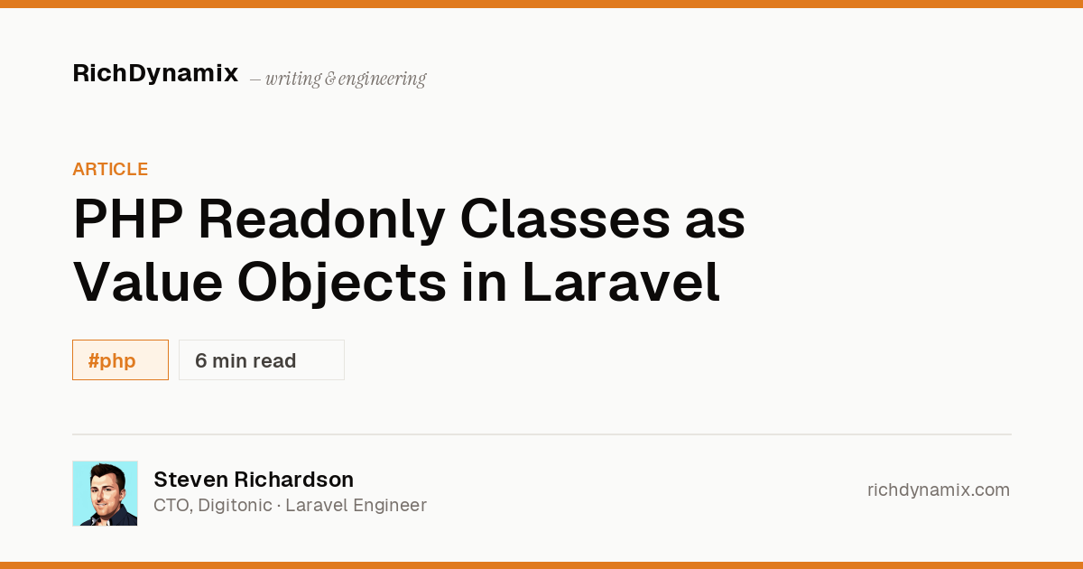 PHP Readonly Classes as Value Objects in Laravel | RichDynamix