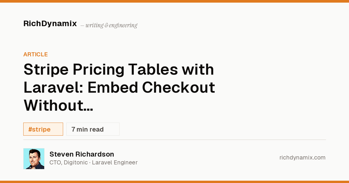 Stripe pricing table Laravel: embed checkout, no custom UI | RichDynamix