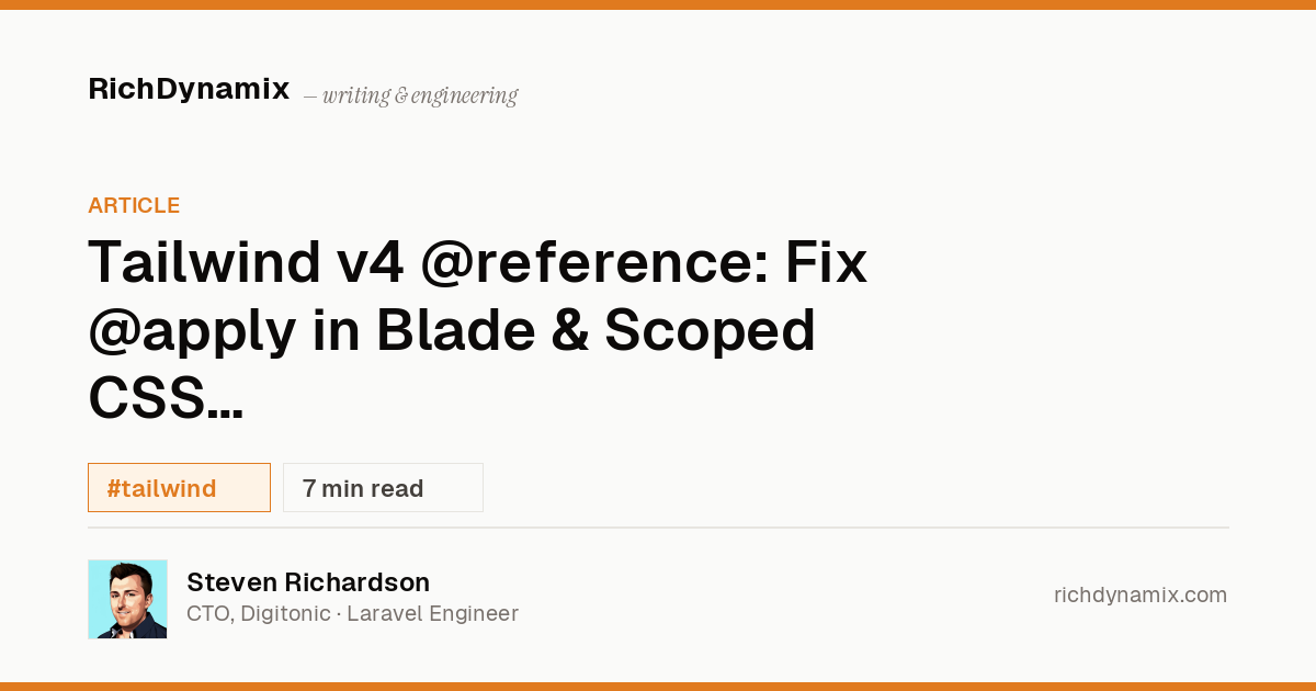 Tailwind @reference Directive: Fix @apply in Scoped CSS | RichDynamix